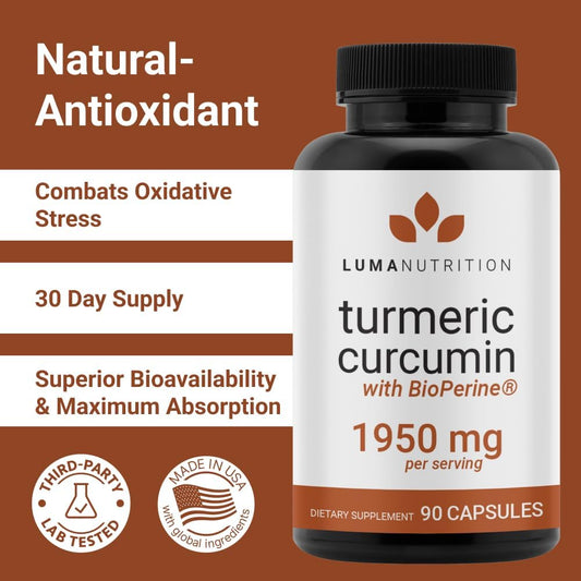 Turmeric Curcumin With Black Pepper - 95% Curcuminoids - 1950Mg Per Serving - Premium Turmeric Supplement - With Bioperine For Max Absorption - Made In Usa - 90 Capsules