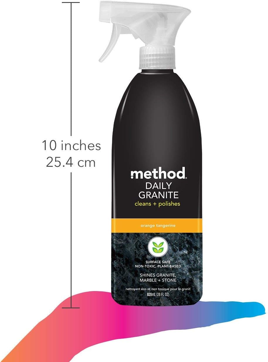 Method Daily Granite Cleaner Spray, Orange Tangerine, Plant-Based Cleaning Agent for Granite, Marble, and Other Sealed Stone, 28 oz Spray Bottles (Pack of 8) : Health & Household