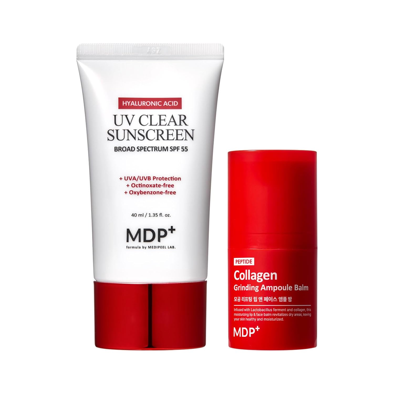 Mdp Spf55 Uv Clear Sunscreen And Red Lacto Collagen Grinding Face Ampoule Balm Stick Bundle