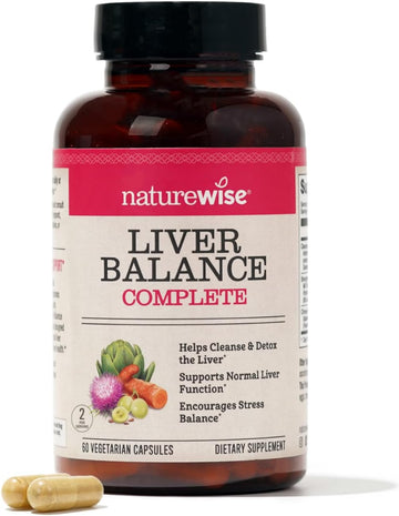 Naturewise Liver Detox Cleanse Supplement (30 Servings) Triple Repair Formula With Milk Thistle, Turmeric, Reishi & Kudzu To Encourage Toxin Removal & Support Normal Function (60 Veg Capsules)