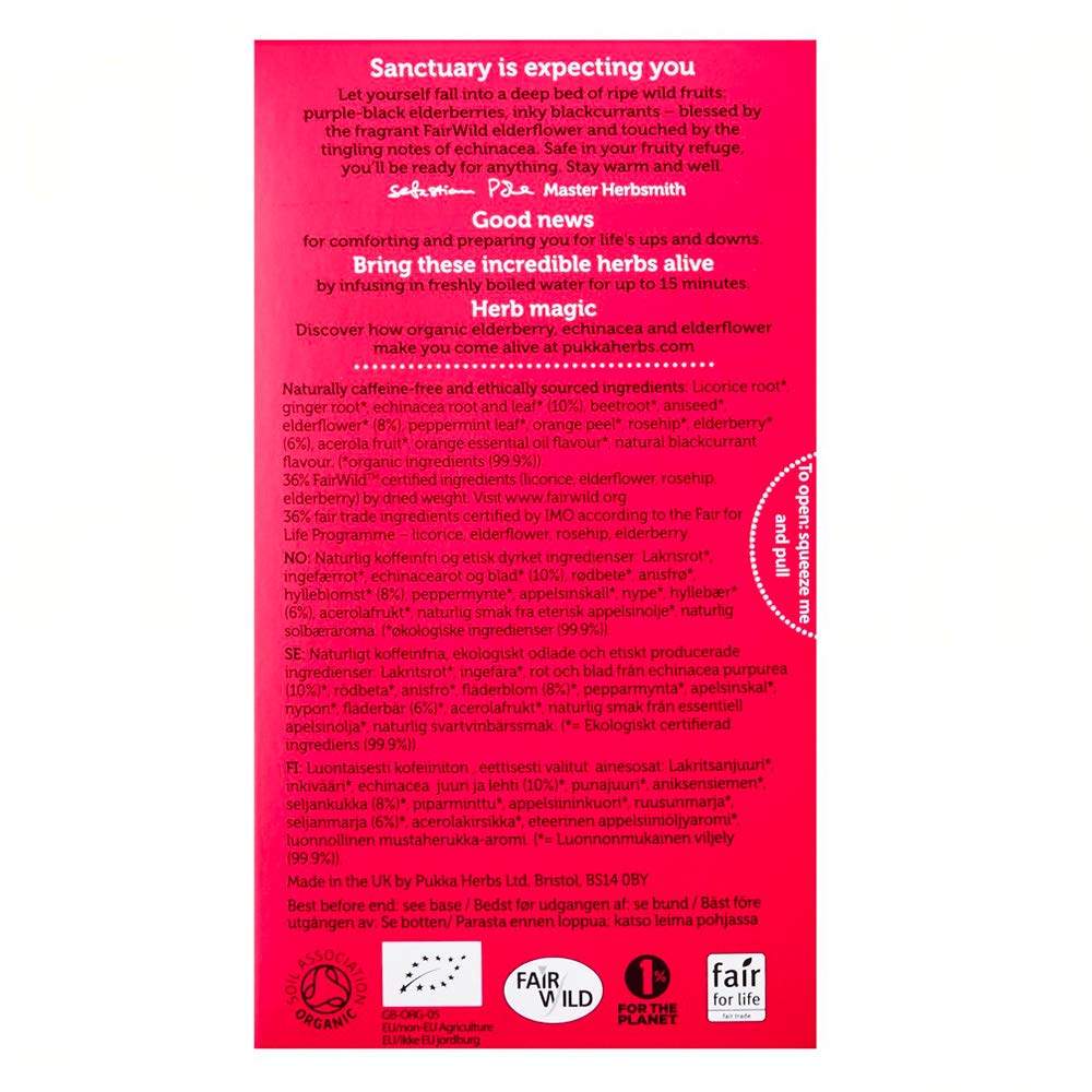 Pukka Organic Elderberry & Echinacea With Elderflower Tea - 20 Tea Bags