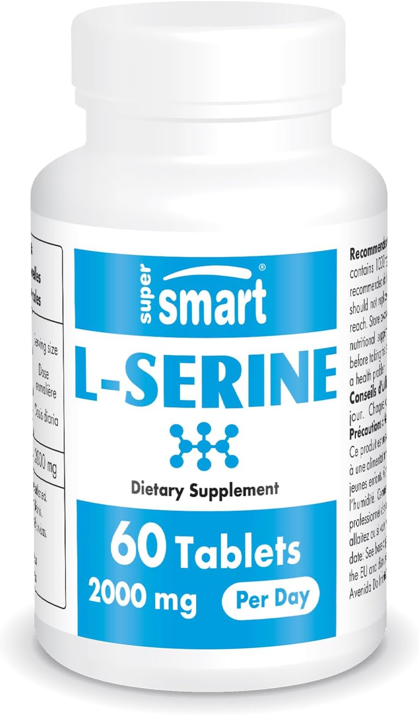 Supersmart - L-Serine Supplement 2000Mg Per Day (Easy-To-Take) - Amino Acids Supplement | Non-Gmo & Gluten Free - 60 Tablets
