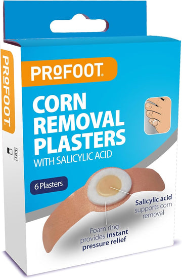 Profoot Corn Removal Plasters - 6 Adhesive Plasters Containing Salicylic Acid - Effectively Removes Corns And Calluses - Pain Relief, 12 Count