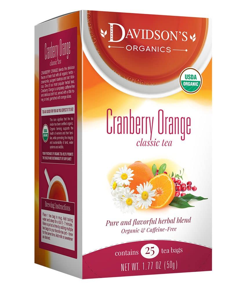 Davidson'S Organics, Cranberry Orange, 25-Count Tea Bags, Pack Of 6