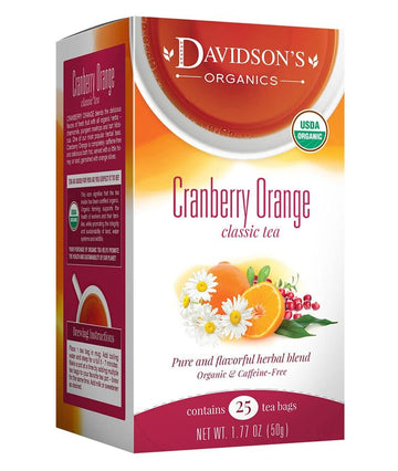 Davidson'S Organics, Cranberry Orange, 25-Count Tea Bags, Pack Of 6