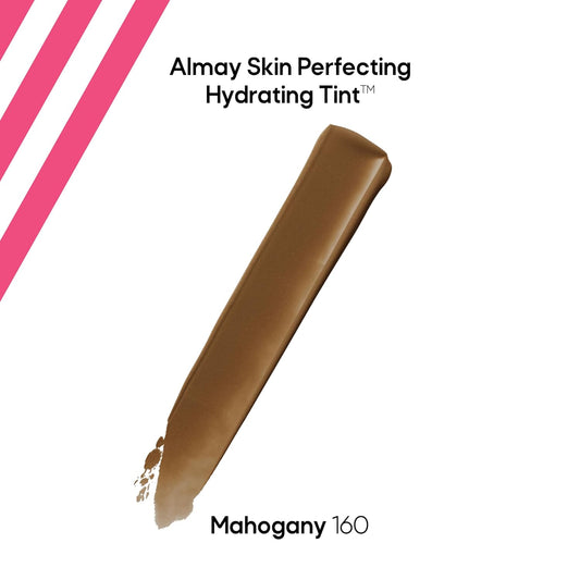 Almay Hydrating Liquid Foundation Tint, Lightweight With Light Coverage, Naturally Dewy Finish, Hypoallergenic, Dermatologist Testedfragrance Free, 160 Mahogany, 0.94 Fl Oz