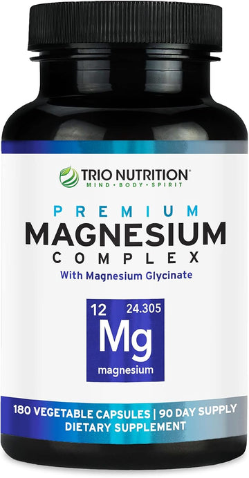 Trio Nutrition Magnesium Complex 90 Day Supply 420 Mg | Calm, Relax, Stress Relief, And Muscle Recovery |Magnesium Glycinate Supplement With Vitamin B6 For Rapid Absorption