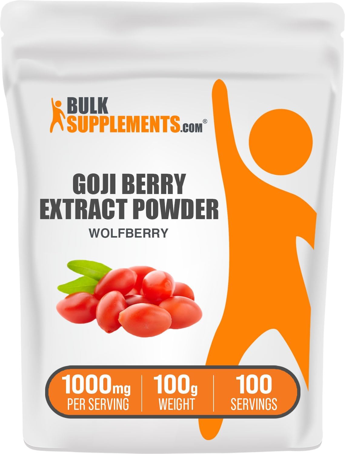 BULKSUPPLEMENTS.COM Wolfberry Extract Powder - Herbal Supplement, Goji Berry Extract - Gluten Free - 1000mg per Serving, 100 Servings (100 Grams - 3.5 oz)