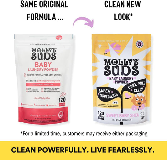 Molly'S Suds Baby Laundry Detergent Powder | Removes Formula, Poop & Spit-Up Stains | Extra Gentle For Newborns (Sweet Baby Shea)