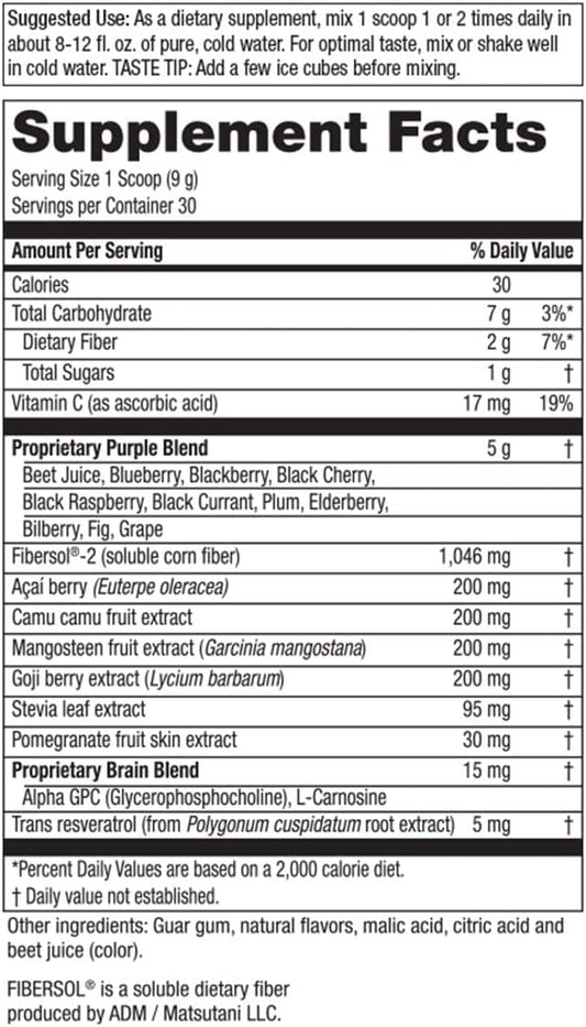 Purity Products Perfect Purples Powder Phytonutrient Rich, Healthy Aging Super Formula - Support Total Body Health - High ORAC Power - P40p Pomegranate Extract w/ 40% Punicosides - 30 Day Supply