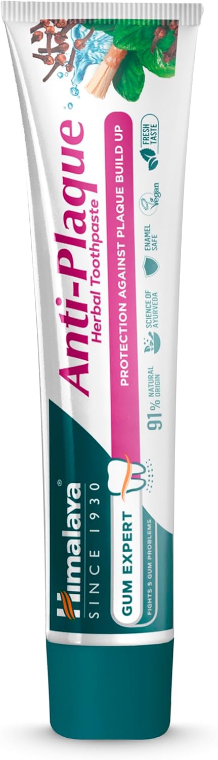 Himalaya Anti-Plaque Herbal Toothpaste 75Ml | Fluoride-Free, Natural Origin | Clove, Cinnamon & Miswak For Plaque Defense & Gum Health | Fresh Breath, Vegan & Eco-Friendly Packaging