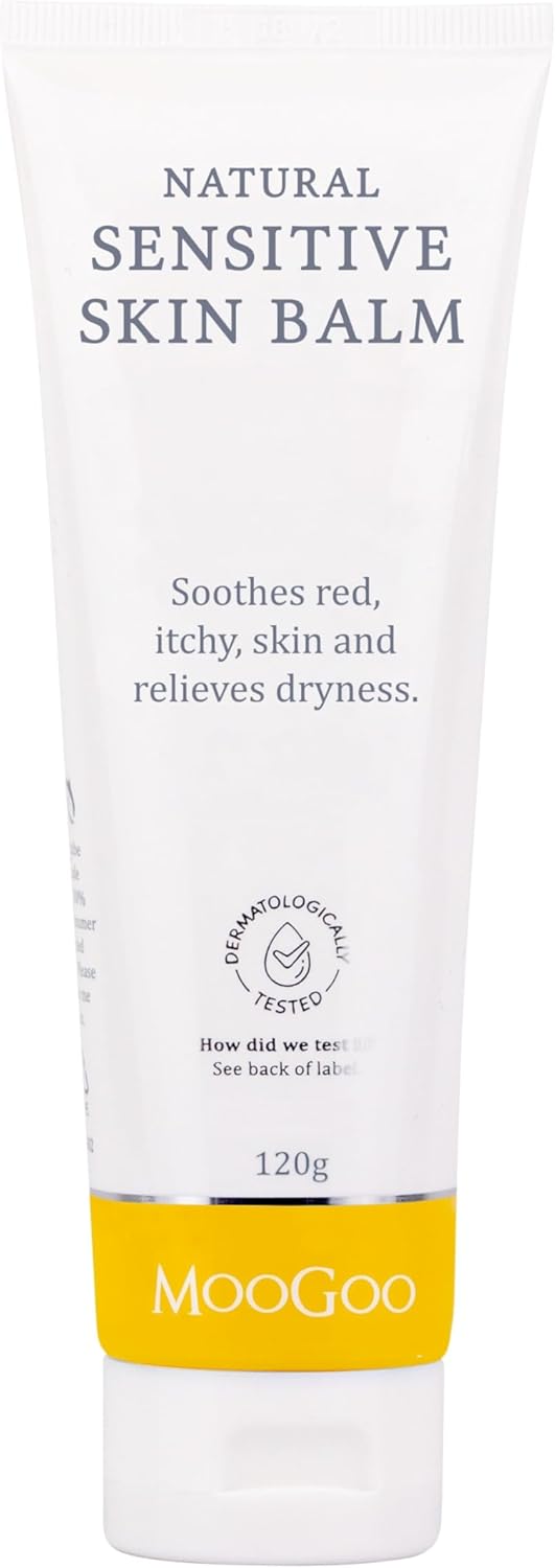 Moogoo Natural Sensitive Skin Balm - Relief For Dry, Itchy Skin With Soothing Ingredients. Also Suitable For Babies & Adults Prone To Eczema, Dermatitis & Psoriasis, 120G / 4.2Oz