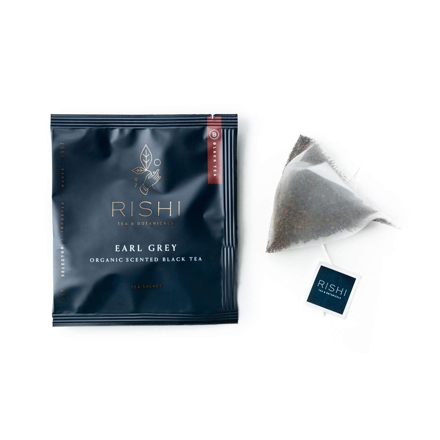 Rishi Tea Earl Grey Tea - Organic Sachet Tea Bags, Pure Black Tea With Bergamot Oil, Energizing & Caffeinated - 50 Count