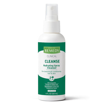 Medline Remedy Clinical No-Rinse Spray Cleanser (4 fl oz), 24 Count, Vanilla Scent, For Skin and Hair, Adults, Children, Body Wash, Sulfate Free, Incontinence, Bedside Cleaning