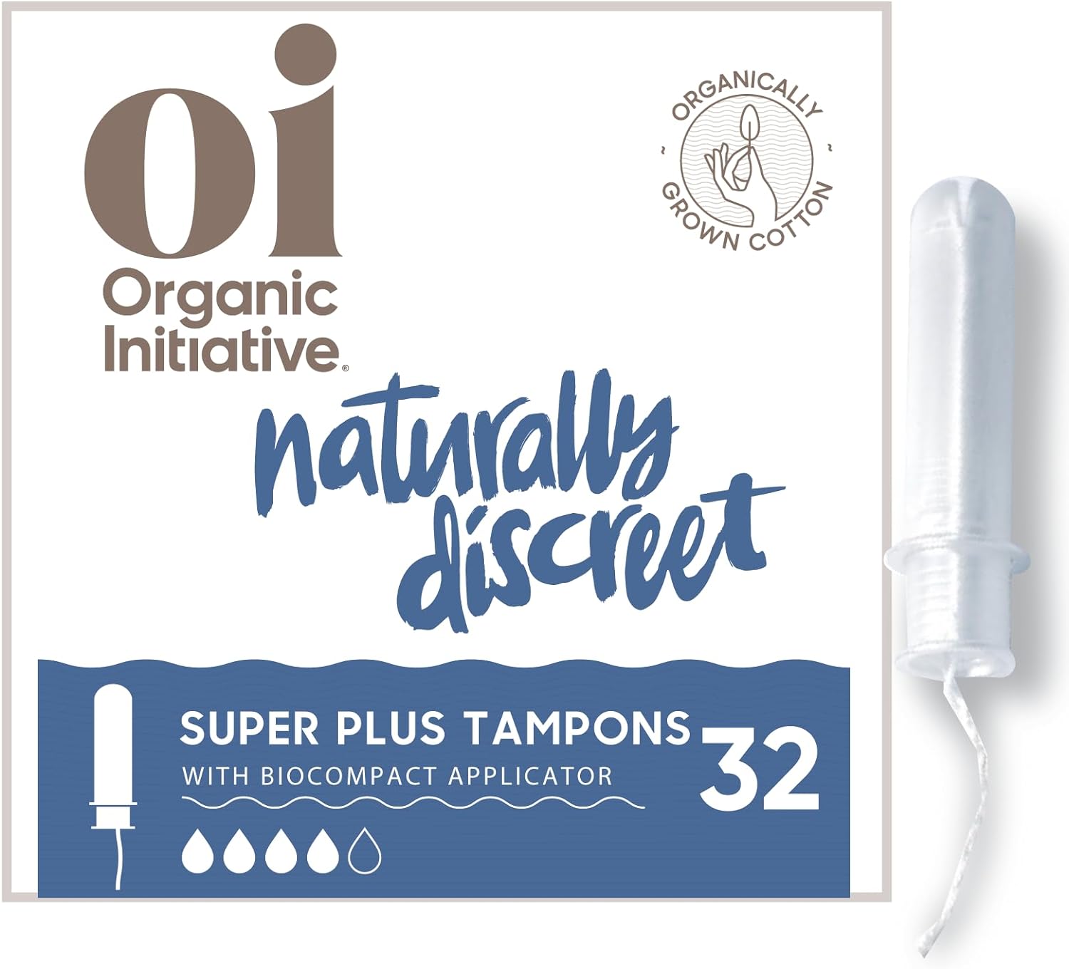 Oi Organic Cotton Tampons with BioCompact Applicator (Super Plus, 32 Count)