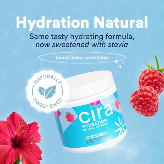 Cira Hydration Powder (45 Servings) - Natural Electrolyte Powder & Drink Mix, Naturally Flavored & Sweetened With Stevia & Himalayan Salt - Raspberry Hibiscus