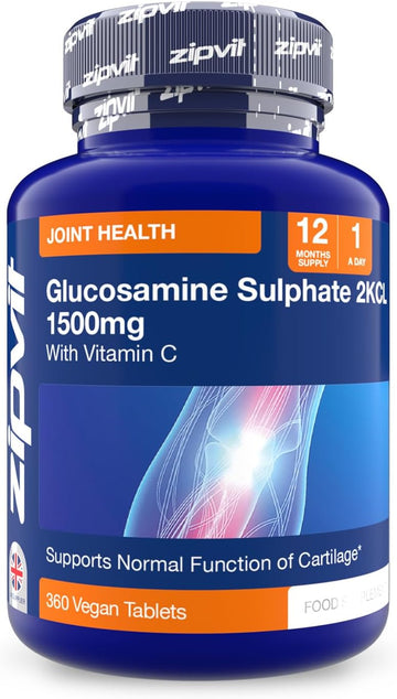 Zipvit Glucosamine Sulphate 2Kcl 1500Mg With Vitamin C, High Strength Joint Supplement, Supports Cartilage, Joints And Bones, Shellfish Free, 120 Vegan Tablets, 4 Month Supply
