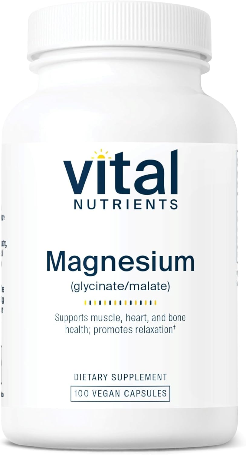 Vital Nutrients Magnesium Glycinate + Malate | 120Mg Vegan Magnesium Supplement For Women And Men | Muscle, Heart, Bone Support* | Promotes Relaxation | Gluten, Dairy And Soy Free | 100 Capsules
