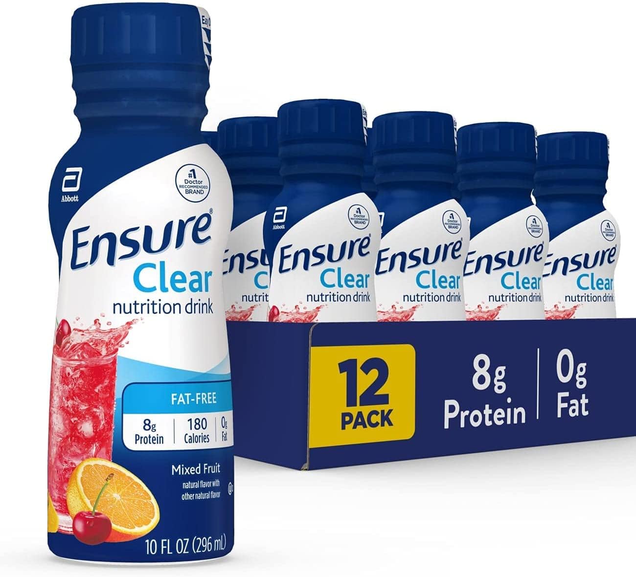 Ensure Clear Nutrition Liquid Drink, 0G Fat, 8G Of Protein, Mixed Fruit, 10 Fl Oz (Pack Of 12)