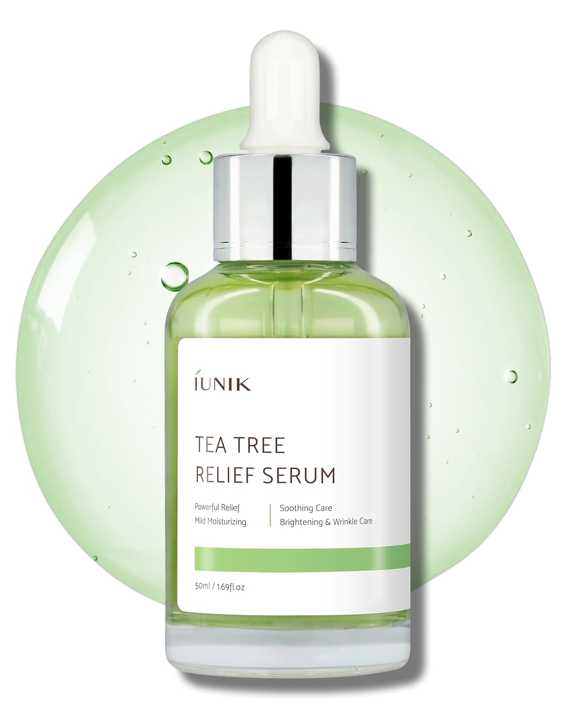 Iunik Tea Tree Relief Vegan Serum For Acne-Prone Skin – Non-Sticky & Lightweight Facial Ampoule With Centella Asiatica For Soothing, Calming, And Balancing – Korean Skincare