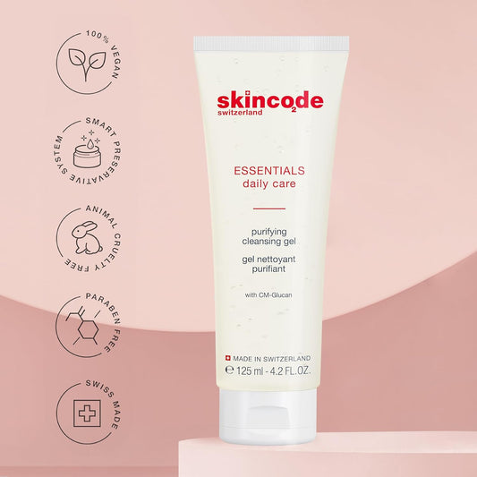 Skincode Essentials Purifying Cleansing Gel (4.2Oz)| Deep Face Cleanser With Pro-Vitamin B5 & Botanical Extracts | Removes Makeup & Regulates Sebum| Gentle Wash For Women | Oil-Free Skin Care Solution