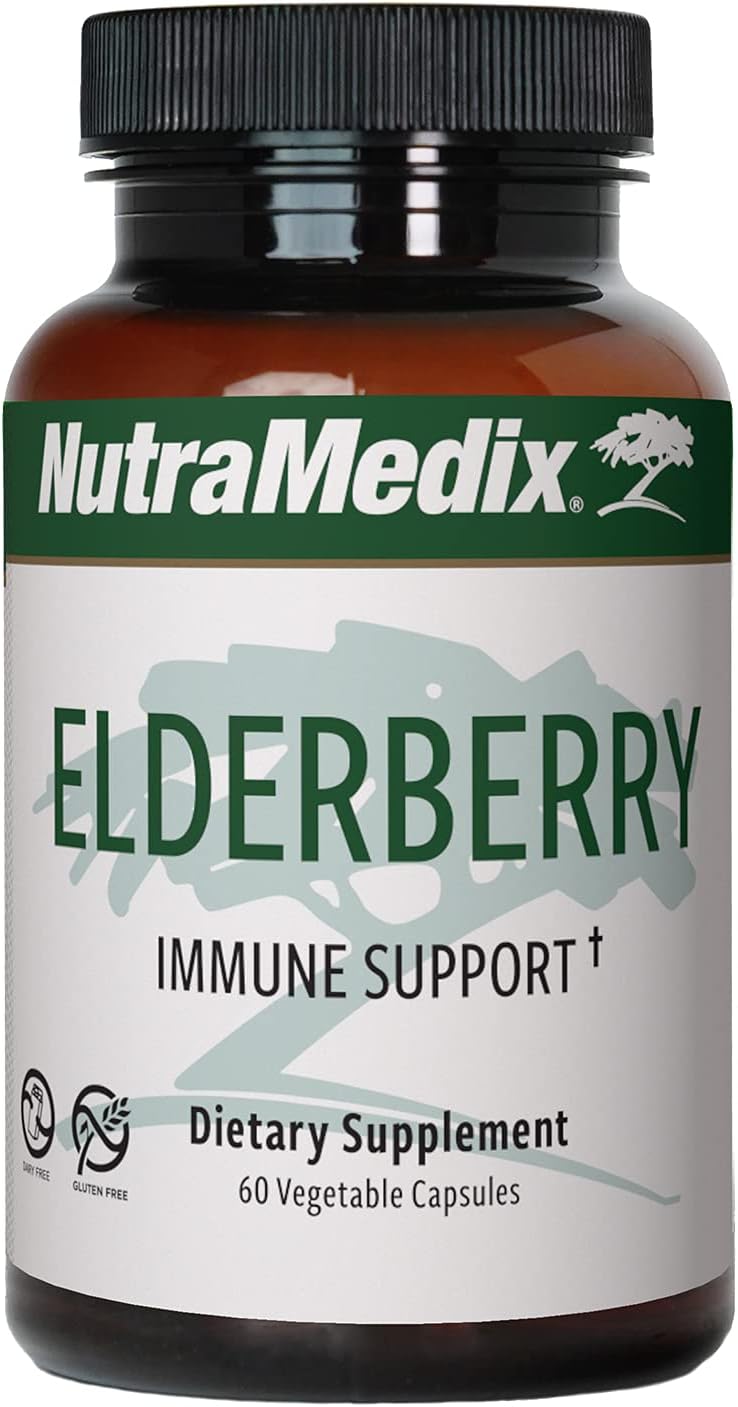 NutraMedix Elderberry Antioxidants Supplement Capsules 500mg - Elderberry Extract to Promote a Healthy Inflammatory Response, Daily Immune Support, and Bowel Health (60 Capsules)