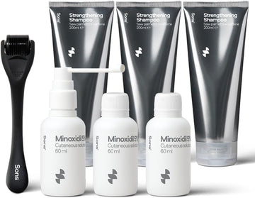 Sons Minoxidil 5%, Strengthening Shampoo And Dermaroller For Men. Hair Regrowth Treatment. Hair Growth Shampoo With Caffeine. Thickening, Anti-Dandruff, Dht Blocker. 3 Month Supply. Made In Europe