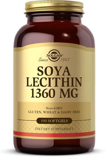 Solgar Soya Lecithin 1360 Mg - 100 Softgels - Source Of Choline - Gluten & Dairy Free - 100 Servings