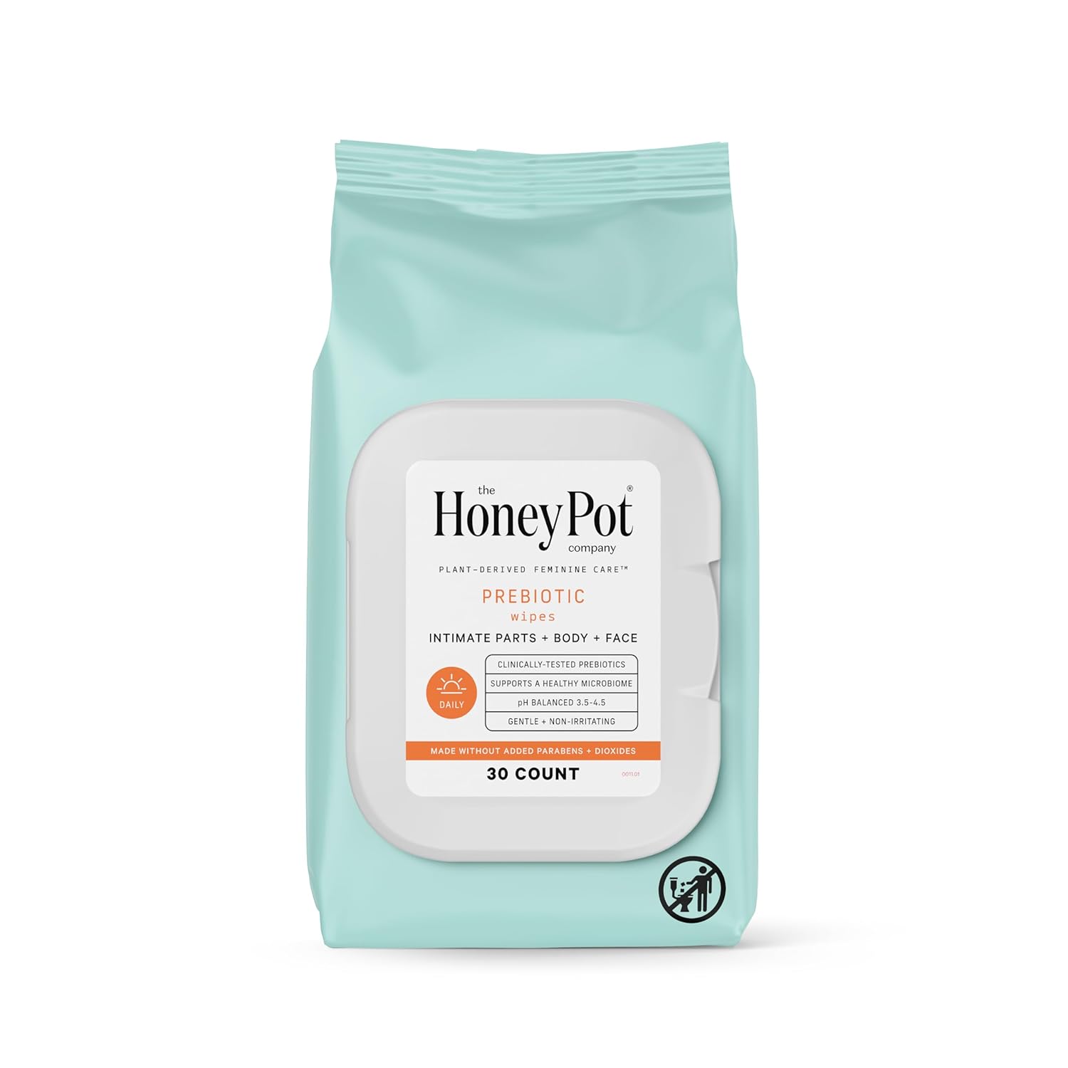 The Honey Pot Company, Prebiotic Intimate Wipes, 30 ct