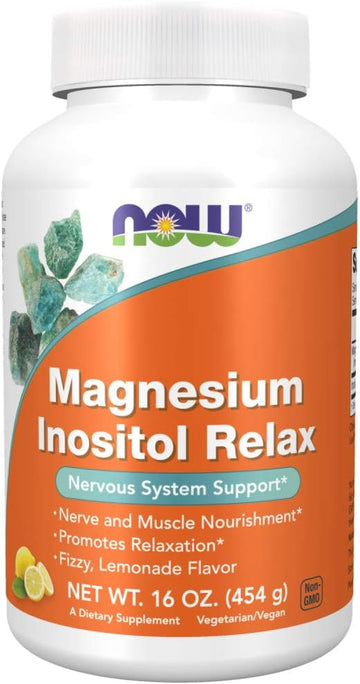 Now Foods Supplements,Powder Magnesium Inositol Relax, Nervous System Support*, Fizzy Lemonade Flavor, 16-Ounce