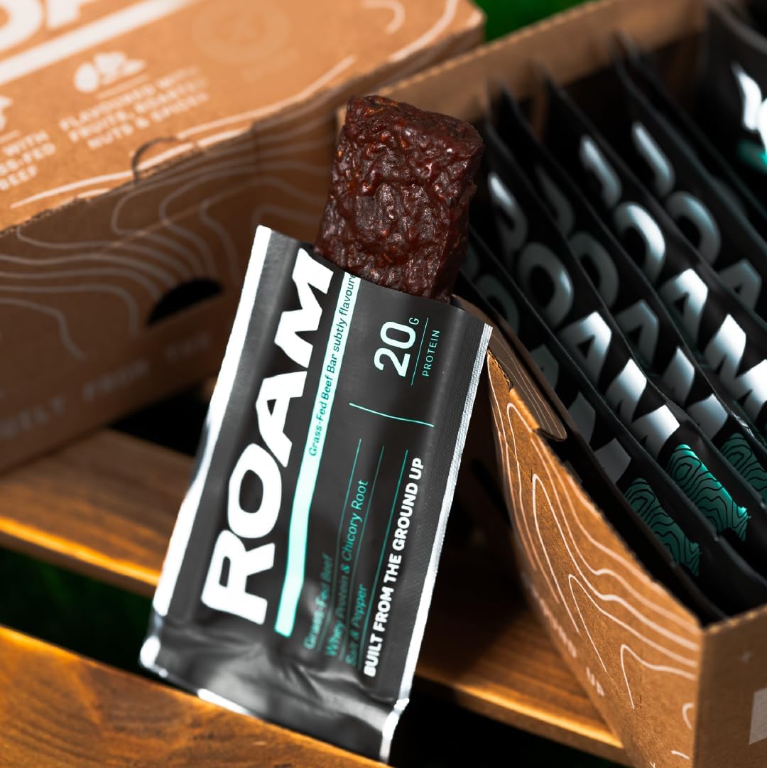 ROAM Natural Protein Bars, Meal Replacement Keto Bars, 12 x 45g Beef Protein Sticks & Healthy Snacks, Low Calorie Snacks (Apricot & Hazelnut) : Amazon.co.uk: Health & Personal Care