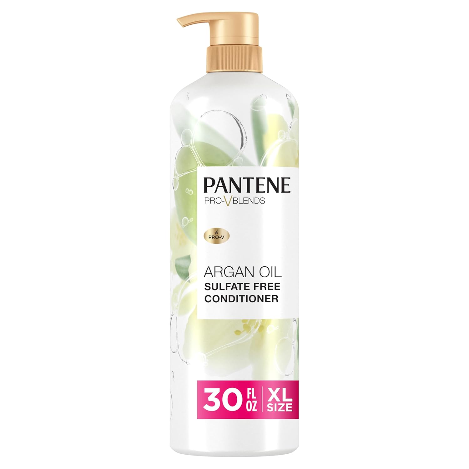 Pantene Argan Oil Conditioner For Dry Damaged Hair, Smoothing And Moisturizing, Nutrient Infused With Vitamin B5, Anti Frizz, Safe For Color Treated Hair, Pro-V Blends, 30.0 Oz