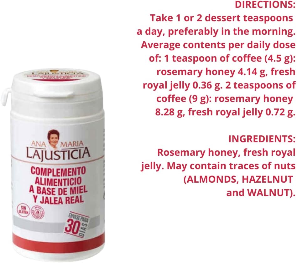 ANA MARIA LAJUSTICIA - Royal Jelly with Honey - Food Supplement - 135g