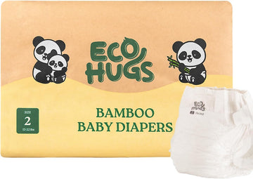Ecohugs Organic Bamboo Diapers Size 2 | Ultra-Soft Disposable Baby Diapers | Hypoallergenic And Super Absorbent | Unscented And Totally Chlorine Free | Pack Of 28