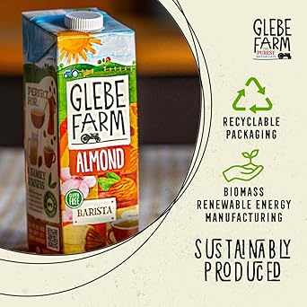 Glebe Farm Gluten Free Barista Almond Milk, Healthy Dairy Free Milk, Unsweetened Milk, Barista Grade Coffee Creamer, With No Added Sugar, Tasty Drink, 6 x 1 litre : Amazon.co.uk: Grocery