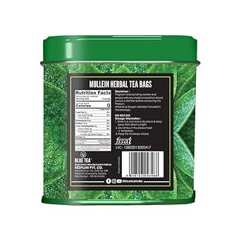 Blue Tea - Mullein Tea - 30 Tea Bags (Plant Based) | Super Anti-Oxidant | Herbal Tea - Caffeine Free - Flower Based - Vegan - Non-Bitter - Non-Gmo - Natural Ingredients | Tin Pack