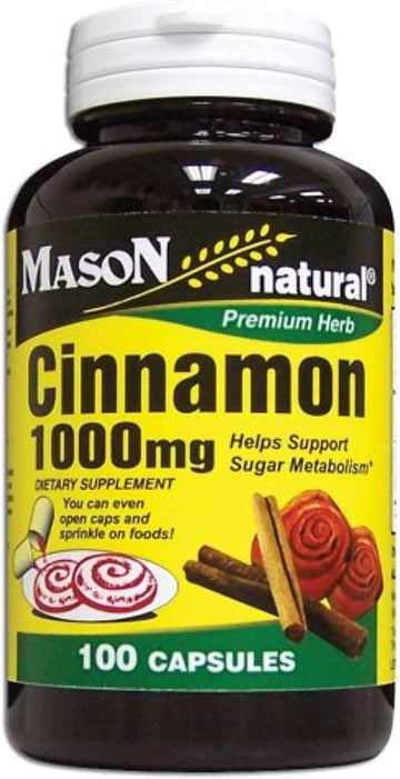 Mason Natural Cinnamon 1000 mg, 100 Capsules (Pack of 4)