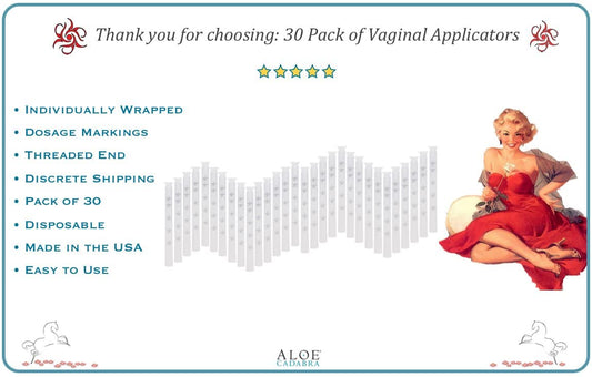 Extra Disposable Vaginal Applicators, Individually Wrapped with Dosage Markings (30 Pack)