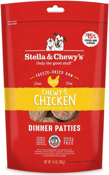 Stella & Chewy's Freeze Dried Raw Dinner Patties – Grain Free Dog Food, Protein Rich Chewy’s Chicken Recipe – 14 oz Bag