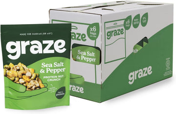 Graze Sea Salt & Pepper Veggie Protein Power - Vegan Savoury Snacks Sharing Bag - Packaging May Vary - 100G (Pack Of 6)