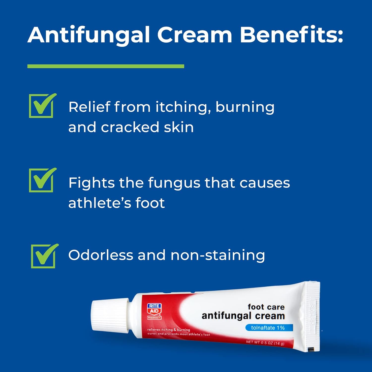 Rite Aid Athlete's Foot Cream, Tolnaftate - 0.5 oz | Antifungal Cream : Health & Household