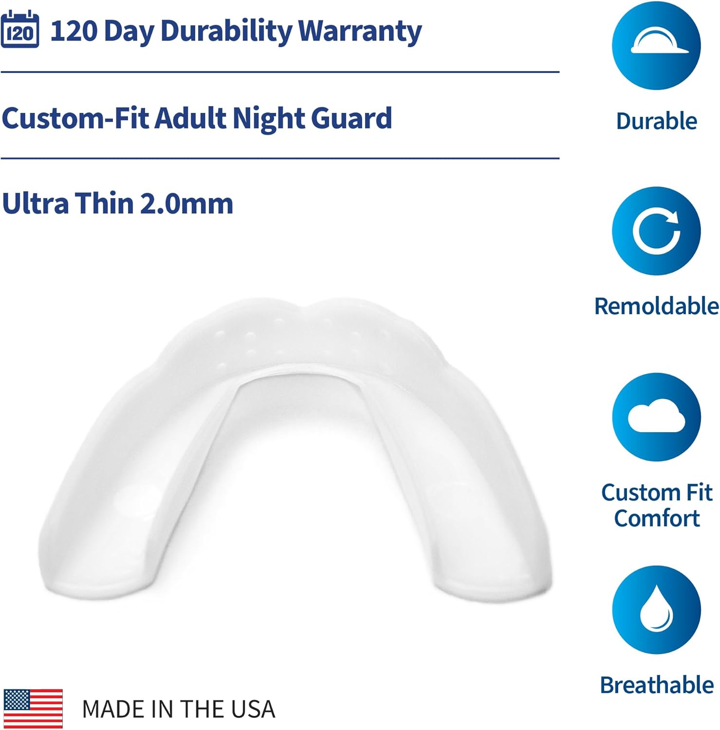 Sova 3D Night Guard - 2.0Mm Thin - Custom-Molded Fit - Protects Against Nighttime Teeth Grinding & Clenching - Fsa/Hsa Eligible - Odor & Taste Free - Remoldable Up To 20 Times - Non Toxic : Health & Household