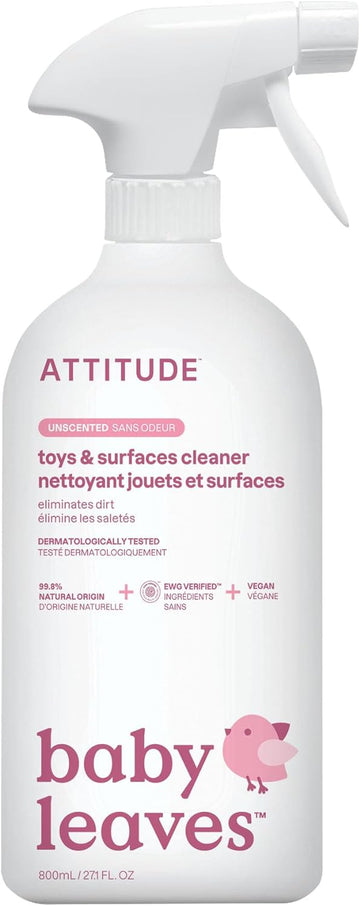ATTITUDE Toy and Surface Cleaner, EWG Verified Multi-Surface Products, Vegan, Naturally Derived Multipurpose Cleaning Spray, Unscented, 27.1 Fl Oz