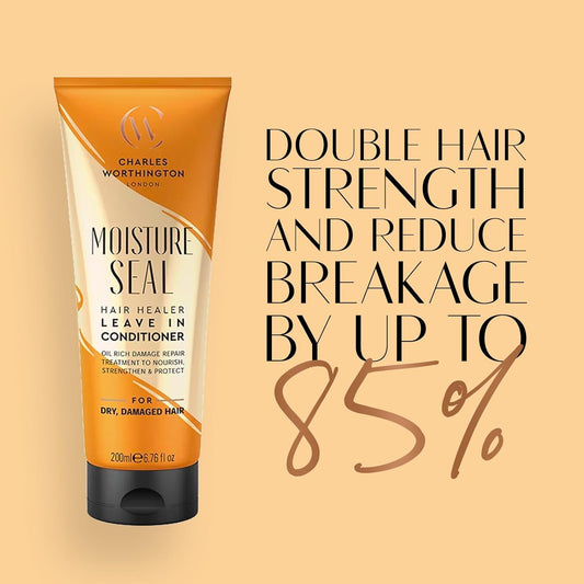 Charles Worthington Moisture Seal Hair Healer Leave-In Conditioner, Dry And Frizzy Hair, No Rinsing Treatment For Smoother Hair, 200 Ml
