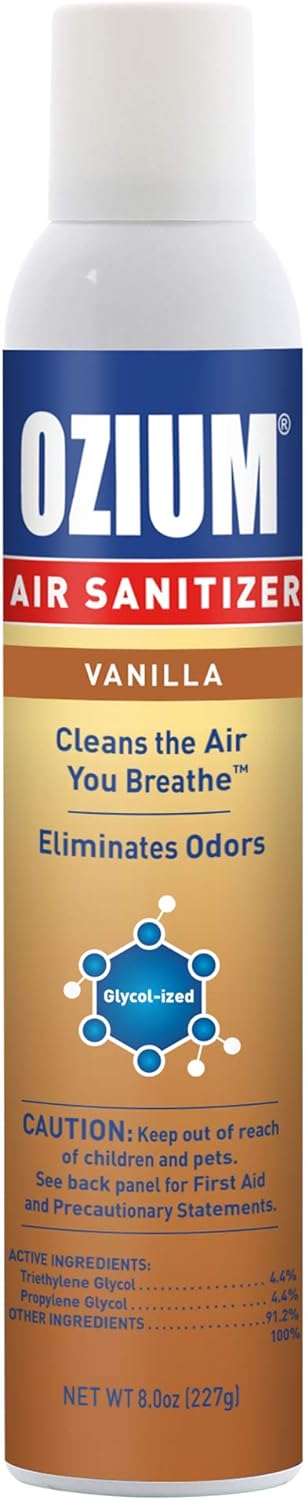 Ozium 8 Oz. Air Sanitizer & Odor Eliminator for Homes, Cars, Offices and More, Vanilla Scent, Pack of 1