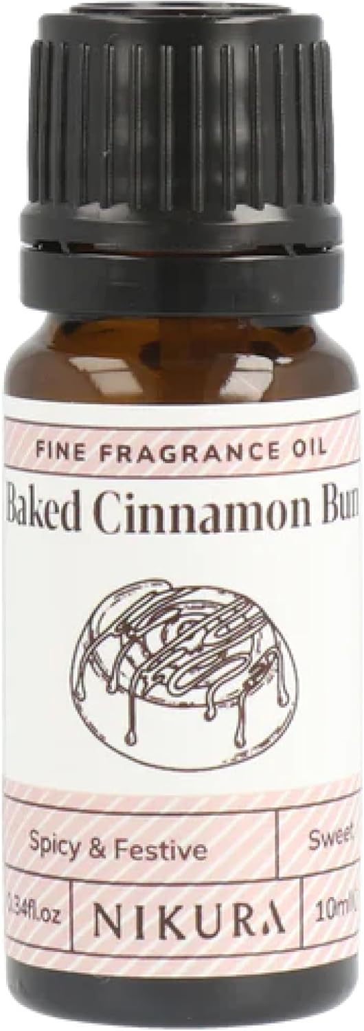 Nikura Baked Cinnamon Bun Fine Fragrance Oil - 10Ml | Perfect For Soap Making, Candle Making, Wax Melts, Diffuser, Burner | Great For Use In Bath Bombs, Perfume Scents | Vegan & Uk Made