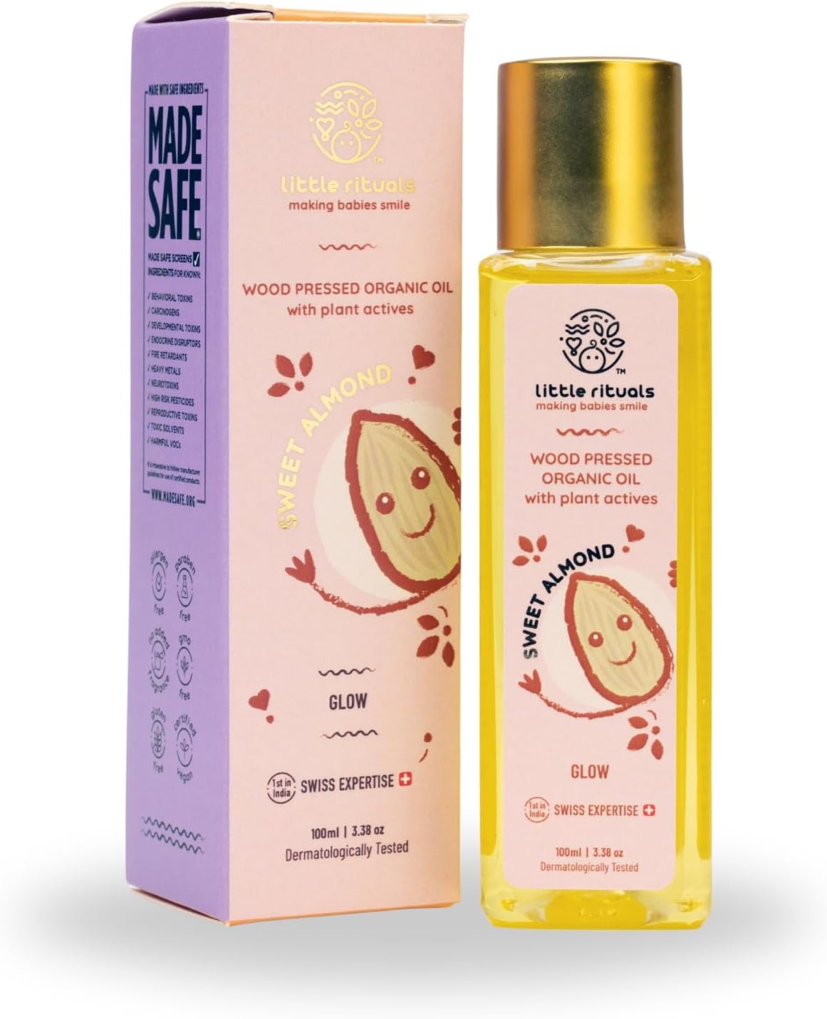 Little Rituals Sweet Almond Baby Massage Oil And Hair Oil, Cold Pressed, Certified Organic, Dermatologist Tested, 100 Ml