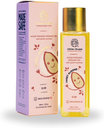 Little Rituals Sweet Almond Baby Massage Oil And Hair Oil, Cold Pressed, Certified Organic, Dermatologist Tested, 100 Ml