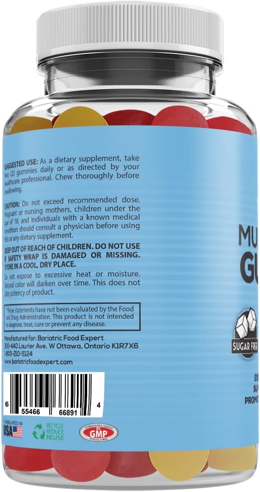 Bariatric Expert Multivitamin Sugar Free Gummies – Fast-Melting Dietary Supplement for Adults Post Bariatric Surgery, Nutritionist Recommended, 60 Count : Health & Household