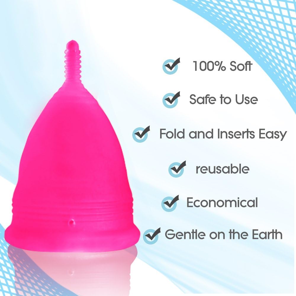 Blossom Menstrual Cup, Say No to Tampons | Get Blossom Cups for Menstrual Days| Period Cup, Reusable Menstrual Cup, Silicone Cup (Large, Solid Pink) : Health & Household